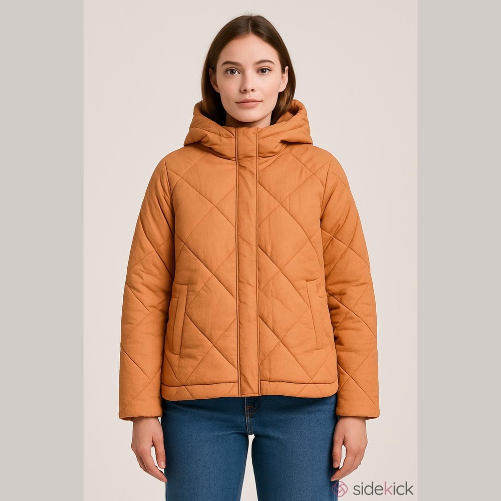 Women’s Madewell Holland Size Large Quilted Puffer Parka Coat - terra-cotta